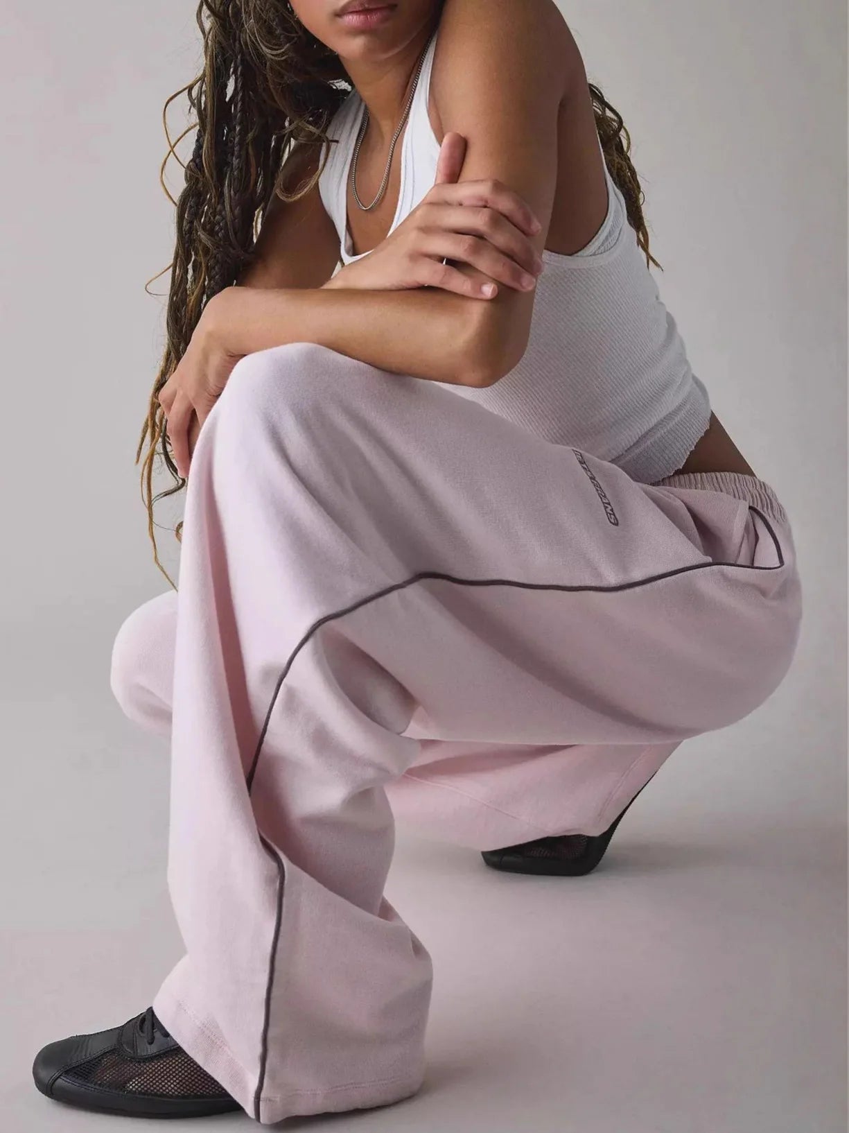Women Sports Pants Pink Y2k Baggy Letter Embroidery Gray Sweatpant Casual Wide Leg Trouser Basic Straight Striped Jogger